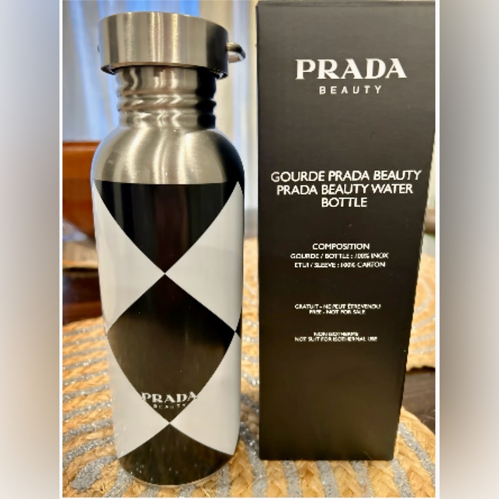 Prada Monochrome Geometric Water Bottle in Black and White GWP NWB